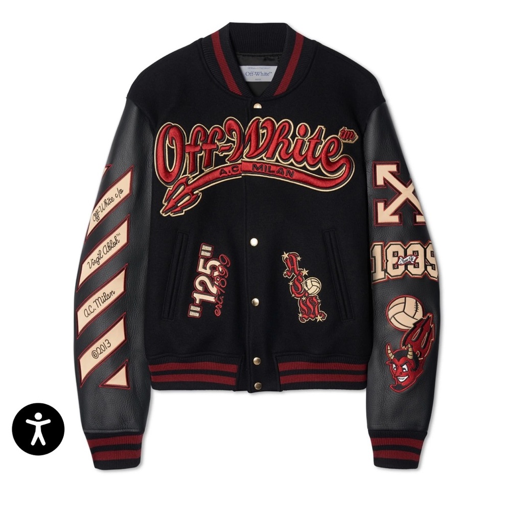 Off-White Black and Red Varsity Jacket